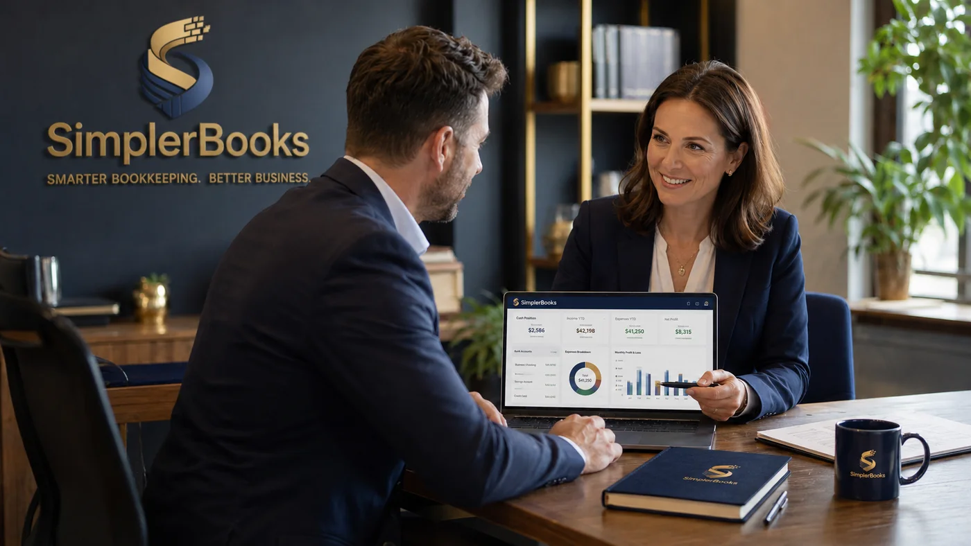 SimplerBooks implementation meeting with dashboard review
